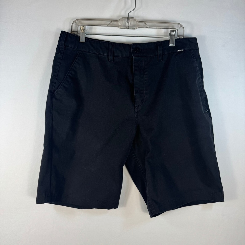 Hurley Mens Dri-FIT Chino Walk Shorts Black Size 34 Flat Front‎ Casual Skate